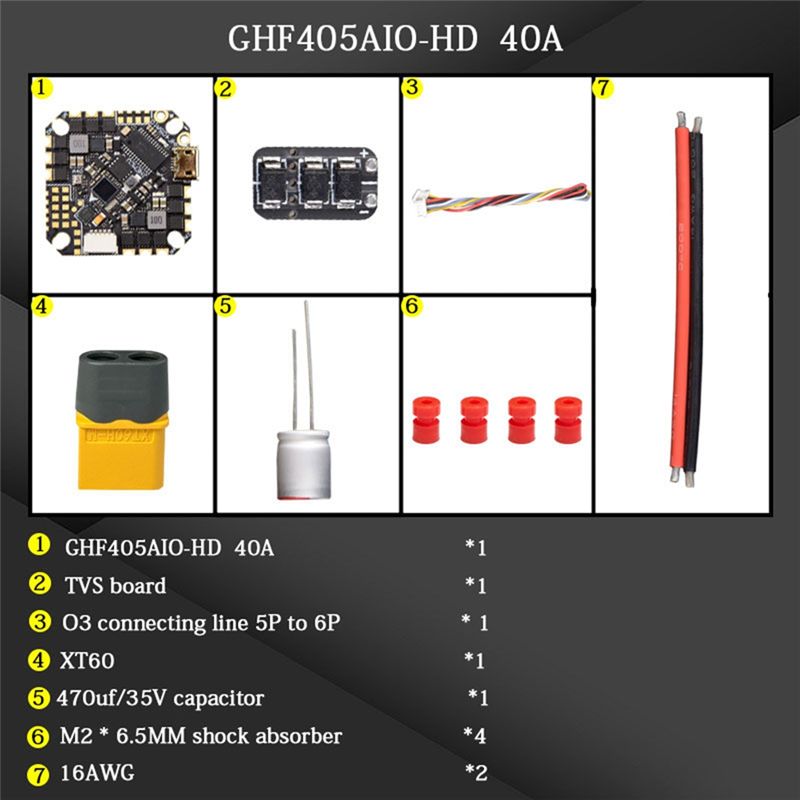 Drone Racing Esc - Controlador de Vuelo AIO ABTI-GHF405AIO-HD 40A