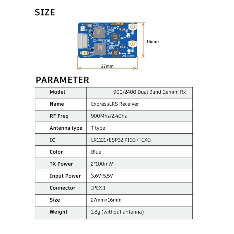 B78B-900Mhz 2.4Ghz 915M ELRS R - Drone Racing Receiver reseña y precio
